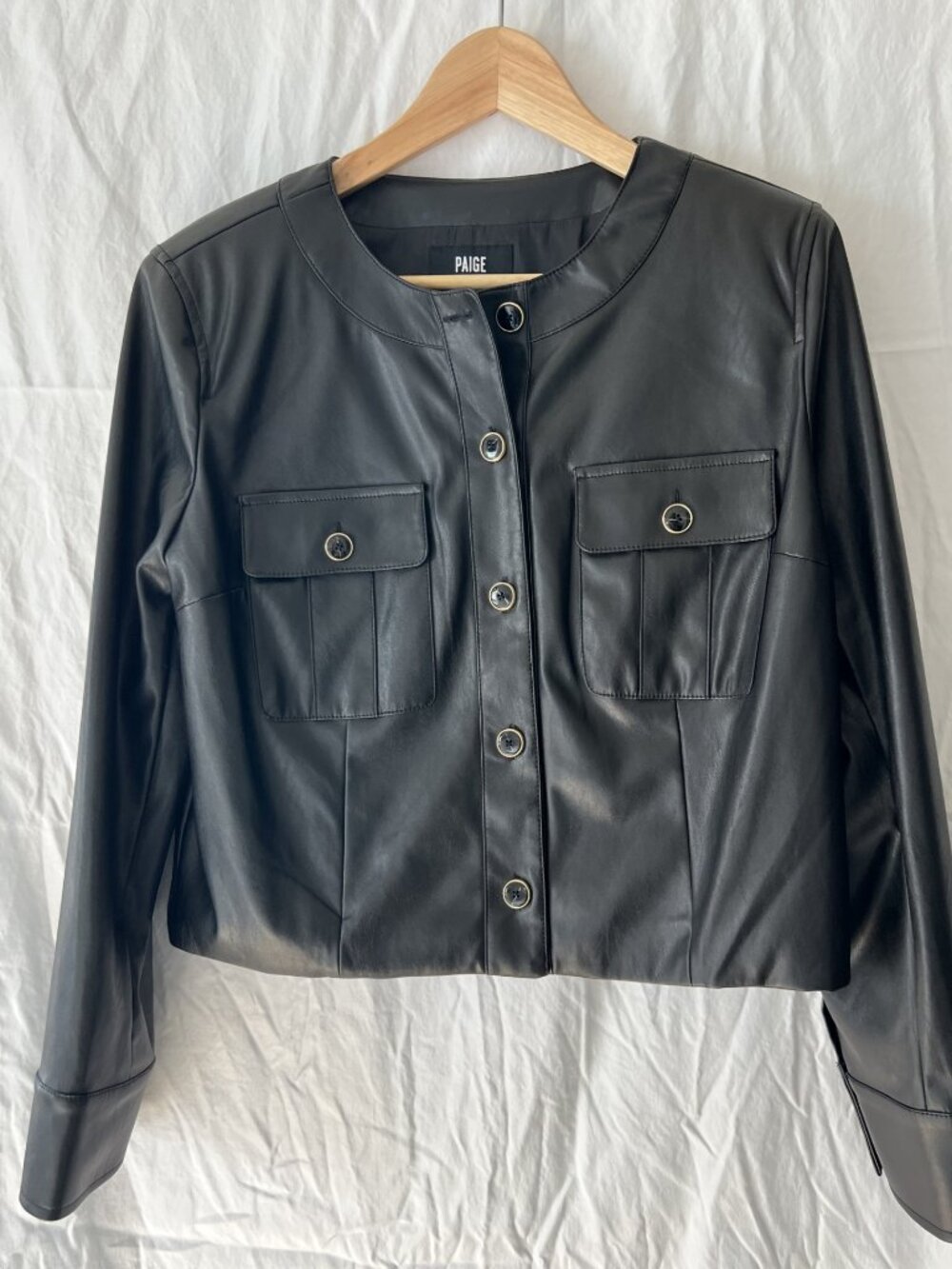 PAIGE Verity Faux Leather Jacket – Black – Size Medium